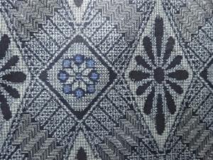 アンティーク　菱に花模様織出し本場正藍泥染大島紬羽織